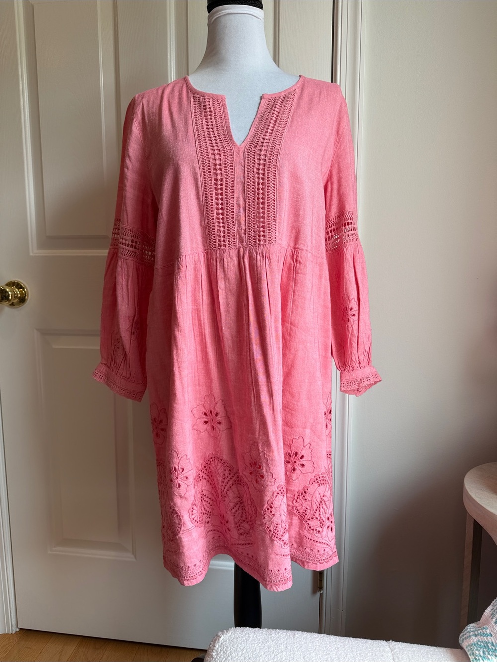 NWOT Tommy Bahama Coral Pink Embroidered Midi Dress